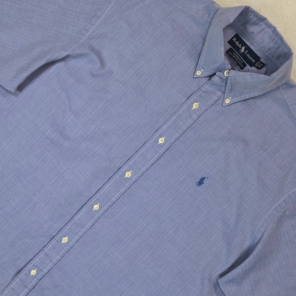 Ralph Lauren Men's Yarmouth Button Down Shirt 16 34/35 Blue Preppy